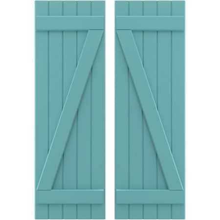 Americraft 5-Board (2 Batten) Wood Joined Board-n-Batten Shutters W/ Z-Bar, ARW102BB518X37PTH